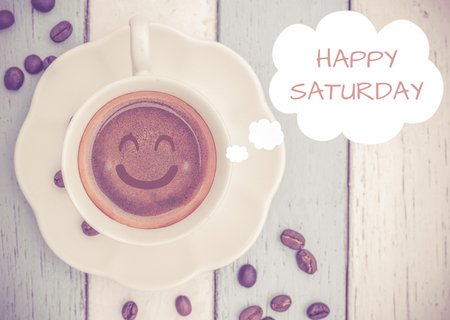 48188479 - happy saturday with coffee cup